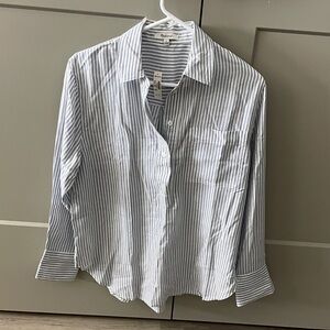 Madewell White and Blue Striped Casual Shirt